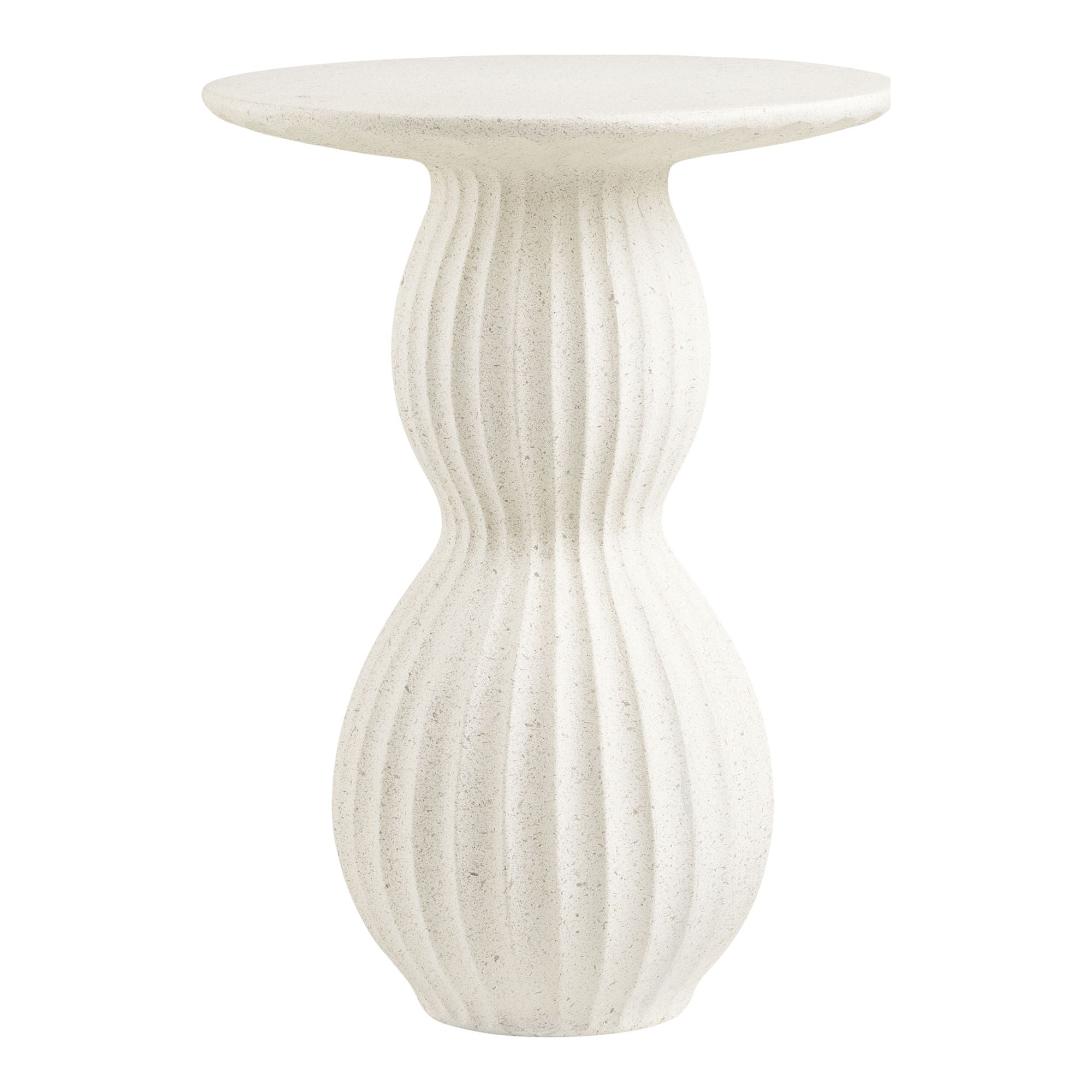House Nordic - Newtown bijzettafel - wit fiberclay Ø40 cm, elegant rond tafeltje met matte, natuurlijke steentextuur